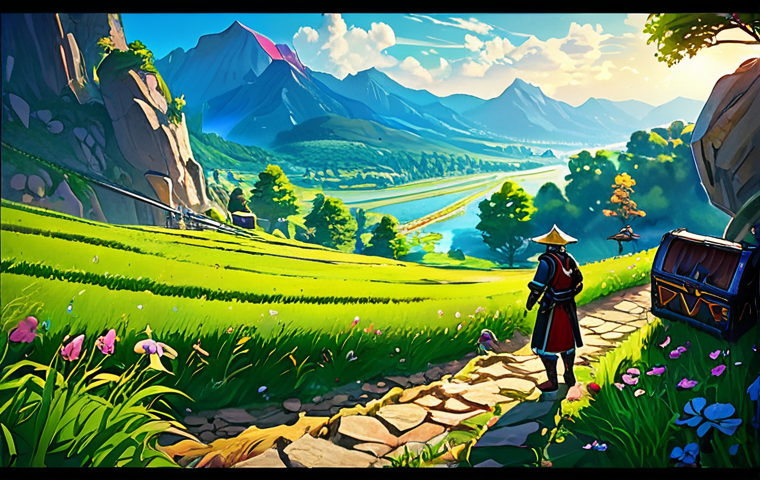 Primogem Farming in Teyvat**
A vibrant, painterly scene depicting the Traveler exploring a lush region of Teyvat, perhaps Liyue or Mondstadt. In the background, a shimmering Ley Line Outcrop is visible. The Traveler is interacting with a daily commission marker. Scatter treasure chests of varying sizes throughout the scene. The style should be reminiscent of a Genshin Impact promotional artwork, with a focus on dynamic lighting and vibrant colors.
*Prompt:* "Genshin Impact, Traveler exploring Teyvat, Ley Line Outcrop, treasure chests, daily commissions, vibrant colors, dynamic lighting, painterly style, promotional art, exploration, adventure."
**